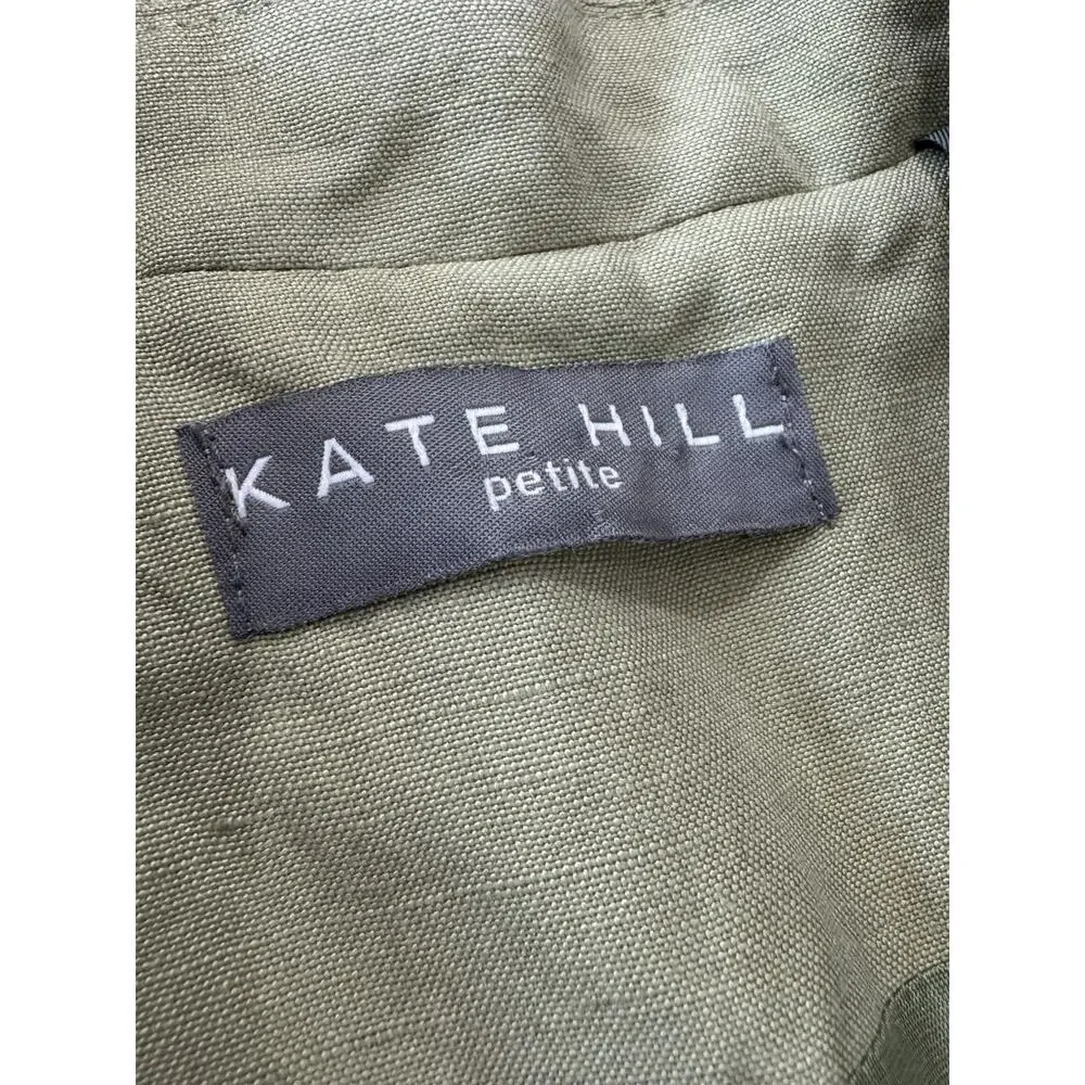 Kate Hill Women's Linen Blazer & Pants Suit Set Green Petite Mix Sizes 2P/4P